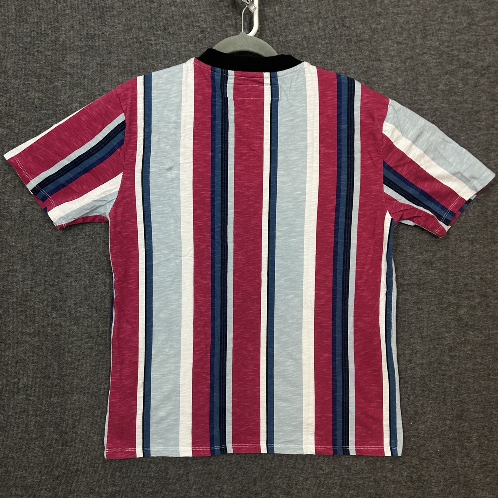 VTG 90 Guess Vertical Striped Embroidered Spellout Short Sleeve Shirt Size Small - Picture 6 of 14